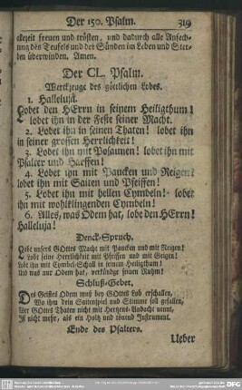 Der CL. Psalm : Werckzeuge des göttlichen Lobes