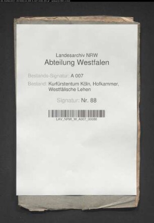 Gesuch des Freiherrn Clemens August von Landsberg um Belehnung mit der Erbamtmannstelle zu Westernkotten und Erwitte