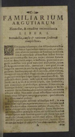 Introductio, causas & rationem scribendi complectitur.