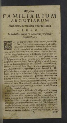 Introductio, causas & rationem scribendi complectitur.