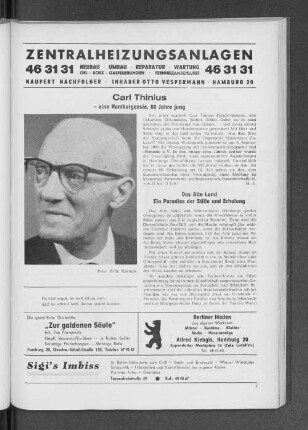 Carl Thinius - eine Hamburgensie, 80 Jahre jung