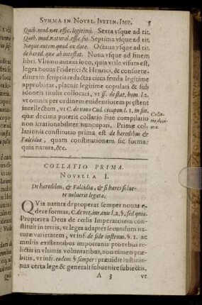 Collatio Prima. Novella I. - VI.