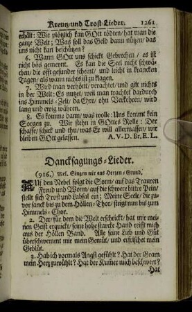 Dancksagungs-Lieder.