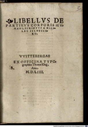 Libellus de partibus corporis humani