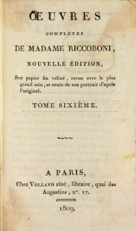 Oeuvres complètes de Madame Riccoboni, 6