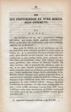 III. Ius protimiseos ex iure borussico cummuni.
