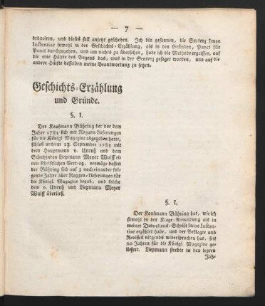 Geschichts-Erzählung und Gründe.