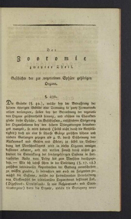 Geschichte der zur vegetativen Sphäre gehörigen Organe.
