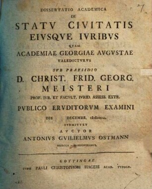 Diss. acad. de statu civitatis eiusque iuribus