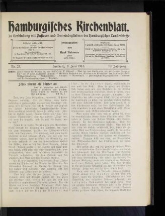 Nr. 23. Hamburg, 8. Juni 1913. 10. Jahrgang.