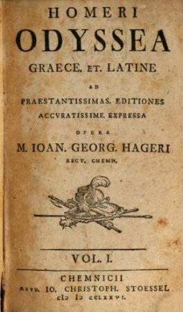 Homeri Odyssea : Graece. Et . Latine Ad Praestantissimas. Editiones Accuratissime. Expressa. 1