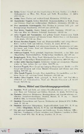 Uhren, Möbel und Einrichtungsgegenstände (Nr. 154-205)