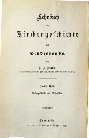 Lehrbuch der Kirchengeschichte für Studierende, 2