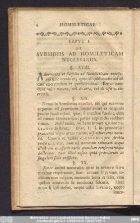 Caput I. De Subsidiis Ad Homileticam Necessariis.