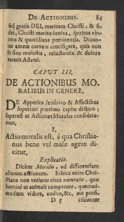 Caput III. De Actionibus Moralibus In Genere.