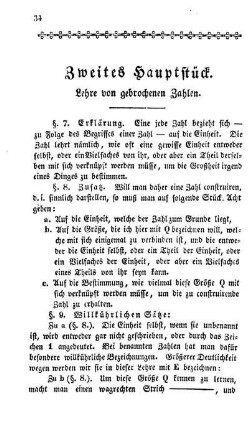 II. Hauptstück. Lehre von gebrochenen Zahlen.