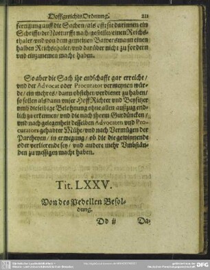 Tit. LXXV. Von des Pedellen Besoldung
