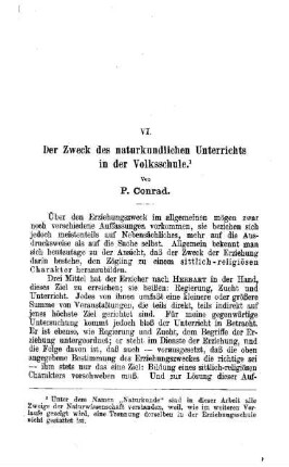 Der Zweck des naturkundlichen Unterrichts in der Volksschule