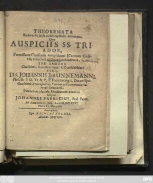Theoremata Ex diversis Iuris nostri capitulis desumpta