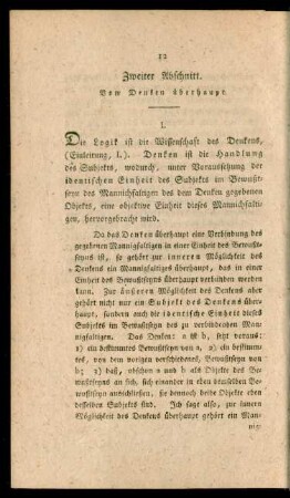 Zweiter Abschnitt. Vom Denken überhaupt