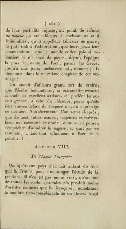 Article VIII. De l'Ecole Françoise.