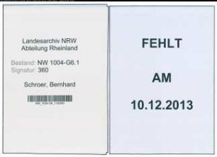 Entnazifizierung Bernhard Schroer , geb. 10.11.1897 (Vertreter)