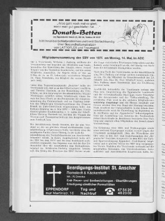 Mitgliederversammlung des EBV von 1875 am Montag, 14. Mai, im ACC