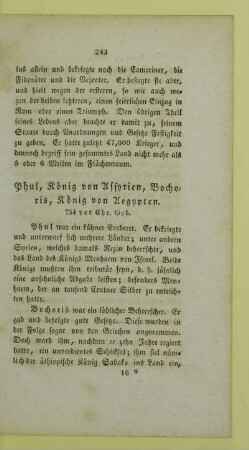 Phul, König von Assyrien, Bochoris, König von Aegypten