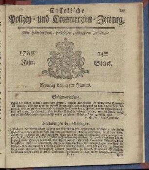 24tes Stueck, Montag den 15ten Junius. 1789