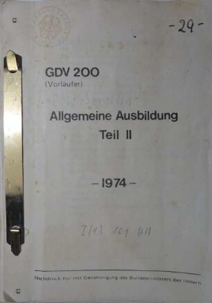 PDV 200 BGS Allgemeine Ausbildung Teil II