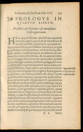 Prologus In Quartum Librum.
