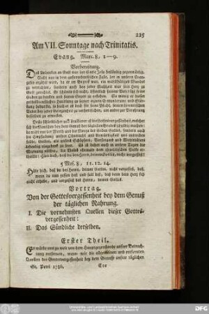 Am VII. Sonntage nach Trinitatis. Evang. Marc. 8, 1 - 9.