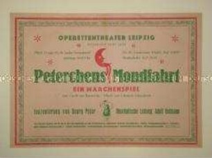 Maueranschlag zur Ankündigung einer Aufführung des Stückes "Peterchens Mondfahrt" in Leipzig