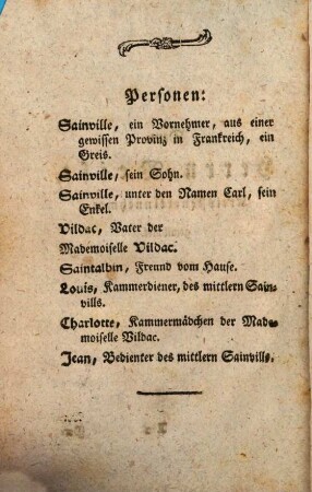 Sainville, oder: Wie die Thaten, so der Lohn : Ein Trauerspiel in fünf Aufzügen