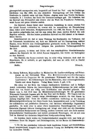 632-634, Georg Lelewer. Die Militärstrafprozeßordnungen Österreich-Ungarns für die gemeinsame Wehrmacht und für die beiden Landwehren.