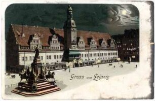 Gruß aus Leipzig : Rathaus u. Siegesdenkmal
