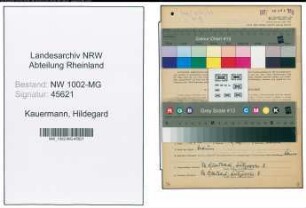 Entnazifizierung Hildegard Kauermann , geb. 25.12.1907 (Dolmetscherin)