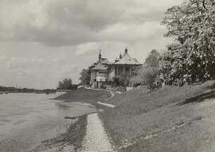 Elbtal mit Lustschloss Pillnitz. Blick elbabwärts (am Leinpfad) zum Wasserpalais