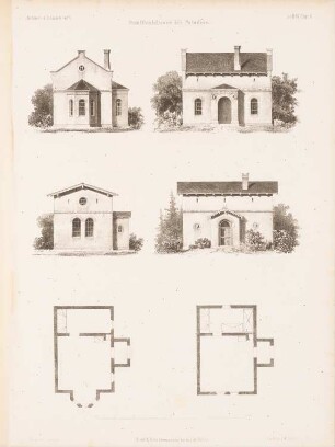 Familienhäuser, Potsdam: Grundrisse, Ansichten (aus: Architektonisches Skizzenbuch, H. 6, 1852)
