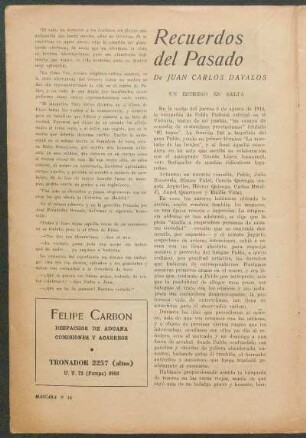 Recuerdos del Pasado : Un estreno en salta