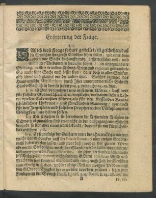 Erörterung der Frage.