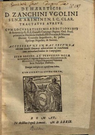 De Haereticis ... tractatus aureus ...