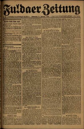 Erste Ausgabe vom Samstag, den 11. Januar 1919.