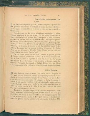 Los premios nacionales de 1920 y 1921