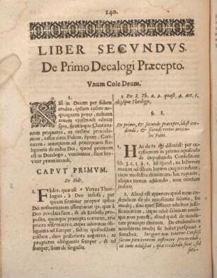 Liber Secvndvs. De Primo Decalogi Praecepto.