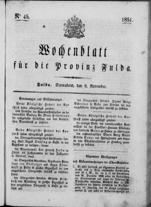 Nr. 45, Ausgabe vom 8. November 1851