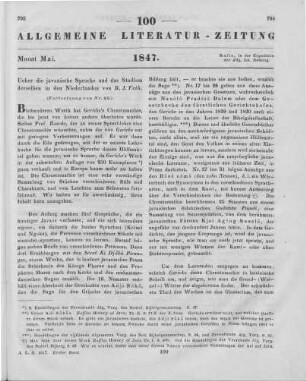 Über die Javanische Sprache und das Studium derselben in den Niederlanden von B. J. Veth (Fortsetzung von Nr. 99)