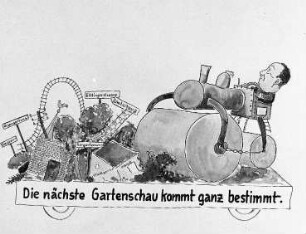 Entwürfe von Karlsruher Künstlern für die Umzugswagen des Karlsruher Fastnachtsumzugs.