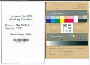 Entnazifizierung Josef Assenkamp , geb. 05.03.1902 (Betriebswerker)