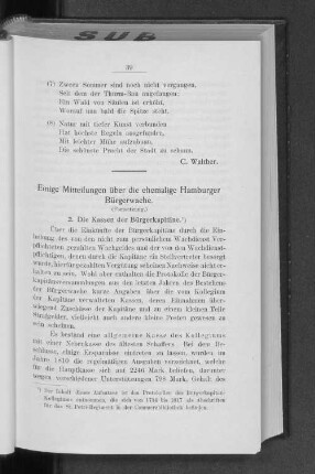 Einige Mitteilungen über die ehemalige Hamburger Bürgerwache. : (Fortsetzung.)